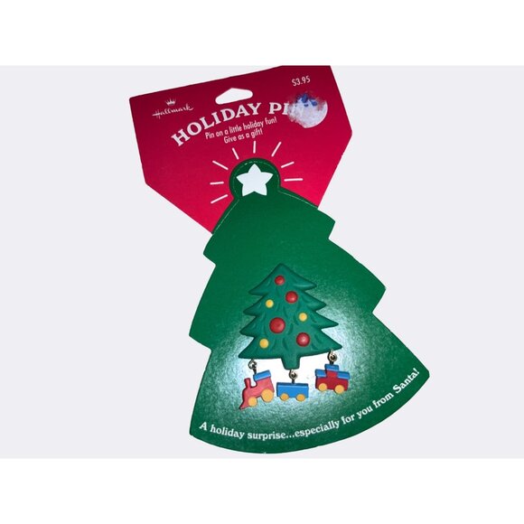 Hallmark Holiday Christmas Tree Train Ornaments Charm Lapel Pin - Picture 1 of 7